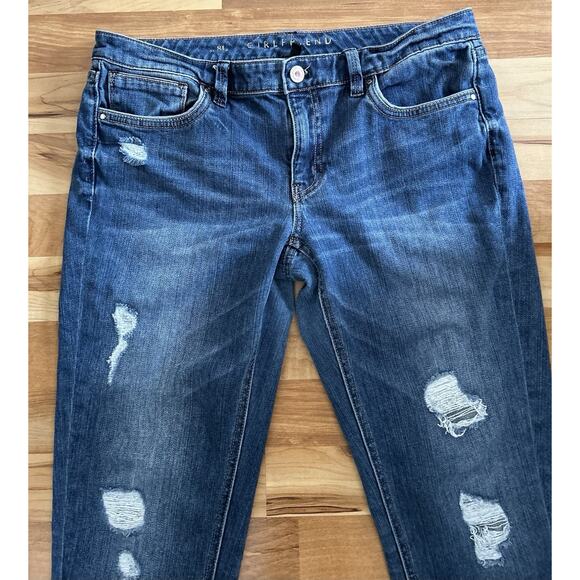White House Black Market Girlfriend Size 8 L Distressed - Picture 2 of 5